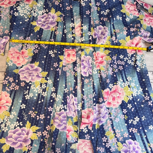 Midori International Co Japanese Kimono Boho Floral Print Open Cardigan Size L - Picture 8 of 10